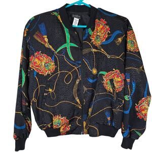 Erena by Irene Koewig Vintage 90s Track Jacket Women's S Black Crest Old Money